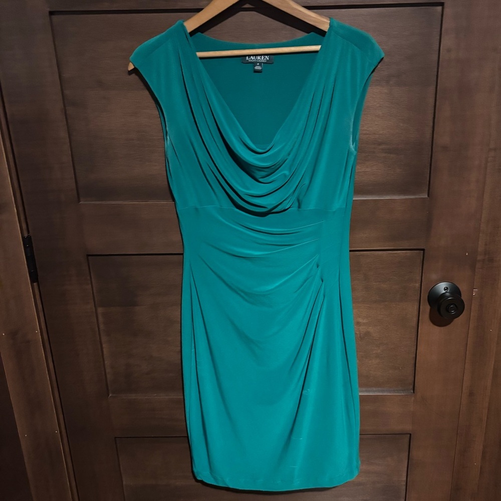 Lauren Ralph Lauren Green Cowl Neck  Dress